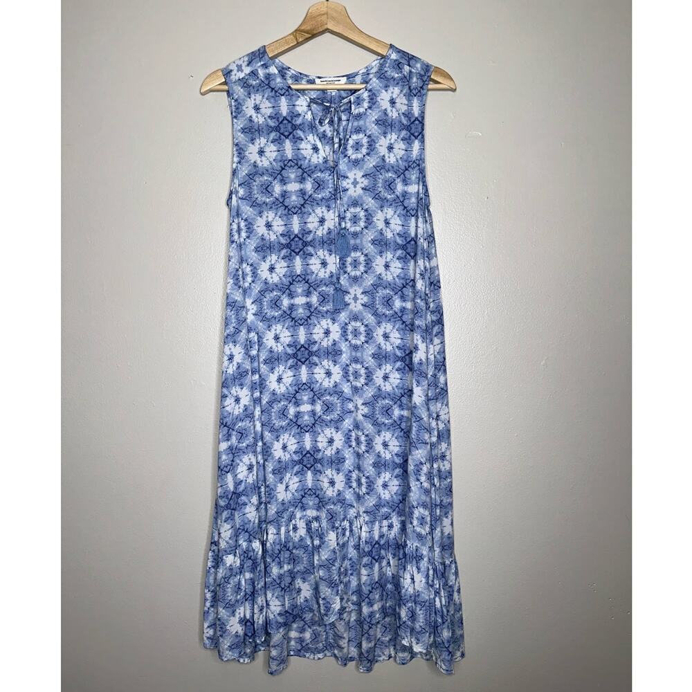 Beachlunchlounge Ireana Tiered Midi Dress in Pale Kaleidoscope Blue Size XS - Picture 2 of 7